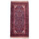 Belouch rug/strip, dark blue with red, all over geometric design.