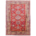 Fine red Afghan Kazak Rug with green border & geometric design.