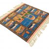 Angled image of pictorial fine Afghan monument rug.