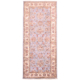Afghan Ziegler Runner with grey-blue field framed with beige border. All over floral pattern.