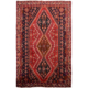 Fine Qashqai carpet with three medallion design on a red ground.