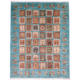 Fine Afghan Bakhtiari Carpet with turquoise-blue background and all over design of 48 panels.