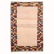 Modern Gabbeh rug with natural beige main field colour and chequerboard border.