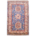 Hand-knotted Fine Afghan Kazak Rug with geometric design of three medallions. Blue primary colour, along with shades go beige, pink, and rust-red.