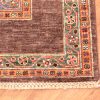 Handmade and handknotted Afghan Shaal Carpet of all over multi colour striped design surrounded by a light brown plain border.