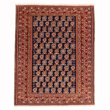 Fine Afghan Shirvan rug with all over boteh design on a navy blue ground.