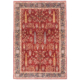 Hand-knotted wool pile Afghan Fine Aryana Carpet with pictorial design of trees on a red field with green border.