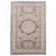 Soft colour hand-knotted Afghan Mamluk Rug in chic colours of grey-blue, charcoal and beige.