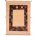 modern Gabbeh rug with plain natural beige main colour with colourful inset chequerboard border.