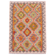 Multi-colour geometric design Afghan Kilim rug - grey and beige border