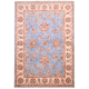 Afghan Ziegler Blue Rug , all over floral design with beige, gold and rust red.
