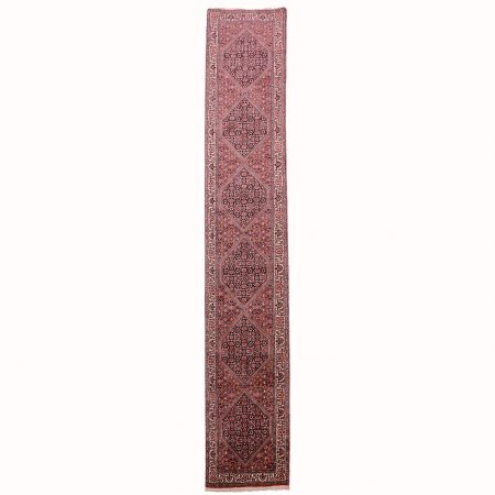 Narrow Bidjar runner with herati design.