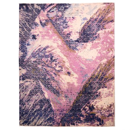 Abstract Himalaya carpet in shades of blue, white and mauve/purple.