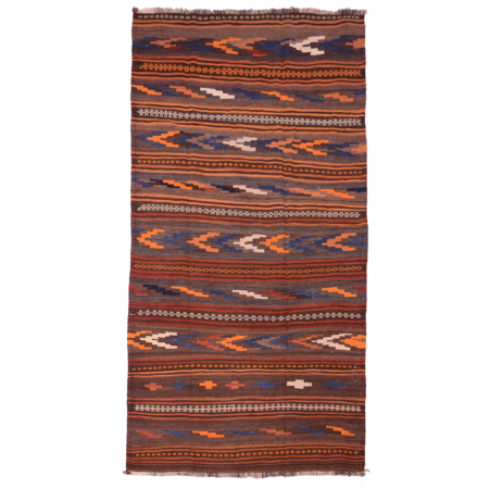 Vintage Qala-i-nau Kilim rug with traditional patterned stripe design.