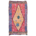 Vintage Boucherouite carpet with yellow diamond on a pink field.