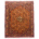 Old Bidjar rug with herati design, orange field along with midnight blue and beige.