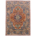 Afghan Heriz rug; terracotta/rust with blue, geometric medallion design.