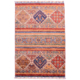 Small Afghan Khorjin rug with colourful geometric design.