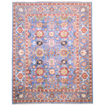 Hand-knotted wool pile Sultanabad rug from Afghanistan with all over floral design on a light blue field.