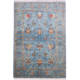 Hand-knotted Afghan Blue Sultani rug with contrasting all over floral design.
