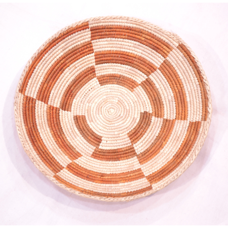 Pakistan Wicker Basket Bowl: rust with beige.