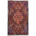 Antique Joshaghan rug with geometric medallion design on a blue-black field with blue corners.