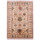Hand-knotted Afghan Sultani design rug with floral design contrasting with a beige/stone main colour.