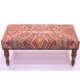 Vintage Kilim Bench Stool with geometric design in terracotta.
