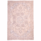 Pale vintage rug: faint floral medallion design on beige ground with details in pale blue and brown.