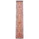 Extra long fine Kazak runner with geometric 15 medallion design on a light brown field.