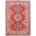 Handmade knotted wool pile Red Kazak rug from Afghanistan with geometric triple medallion design and cream border.