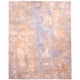 Twilight Serenity carpet: abstract modern rug with soft colours of blues, greys, golds, and ivory. Wool and silk pile in high-low texture.