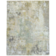 Wool and silk pile, hand-knotted Lichen Alchemy rug - abstract design in high-low pile in shades of green.