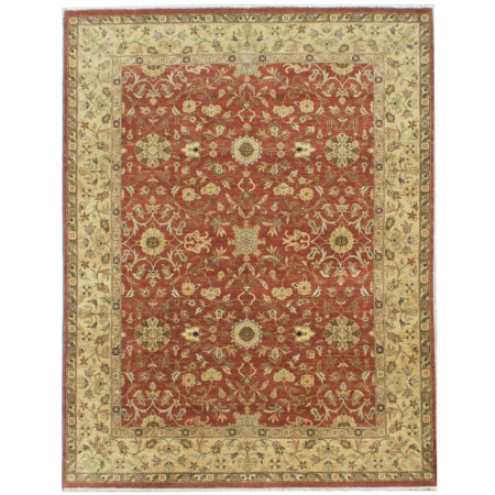 Oversize Ziegler carpet hand-knotted wool pile, rust with gold and all over floral design.