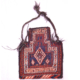 Semi antique Salt bag with navy blue soumak front with diamond motif.