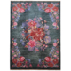 Dark green hand-knotted wool pile Afghan Gul Ferang carpet with floral design.