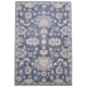 Elegant floral design Indian Tonal rug in dark blue and cream tones.