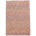 Handwoven jute kilim rug with a pastel chevron pattern in blush, beige, blue, and yellow.