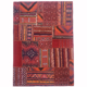 Patchwork kilim rug made from old and vintage kilims with a colourful geometric and striped pattern.